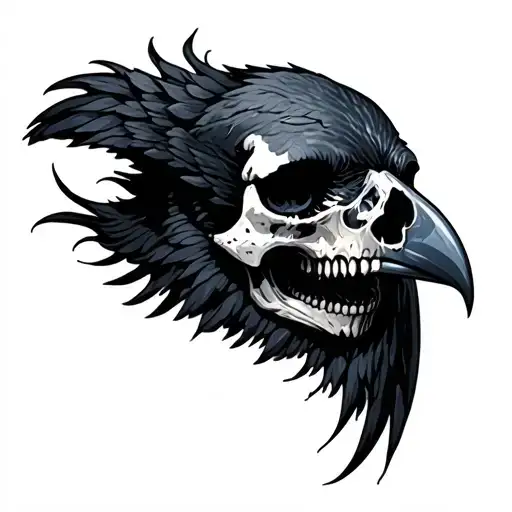 raven skull tattoo design idea