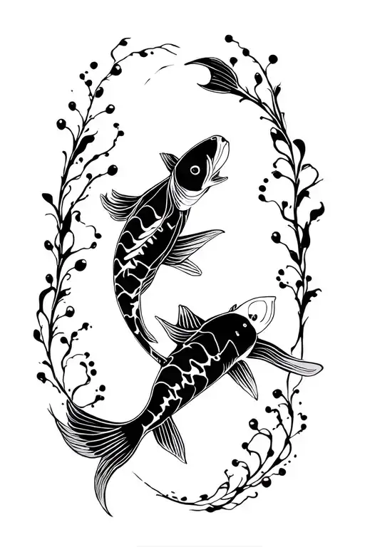 koi fish swimming tattoo design idea
