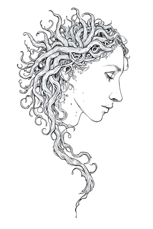 semicolon and neda incorporated into medusa subtle tattoo design idea