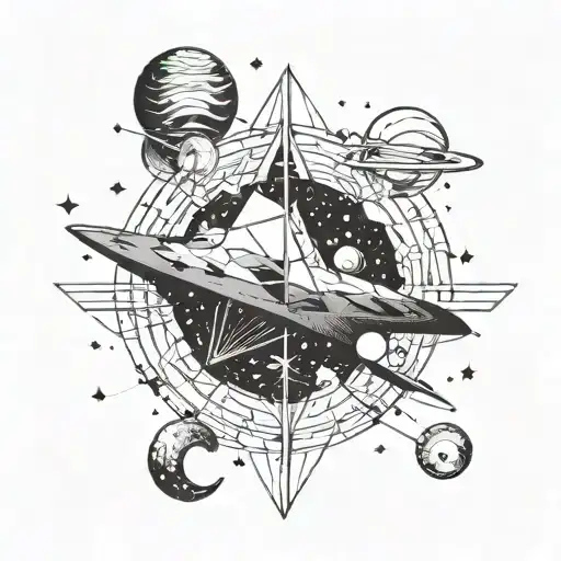 style: tattoo, illustration. theme: a tattoo design of the milky way galaxy floating in a starry night sky of the taurus tattoo design idea