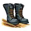 pair of boots with wheat field tattoo design idea