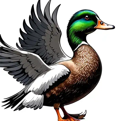 flying duck to heaven tattoo design idea