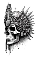 aztec skull collage featuring landmarks tattoo design idea