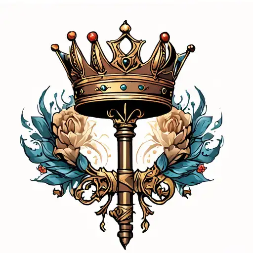 Crown Key tattoo design idea