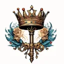 Crown Key tattoo design idea