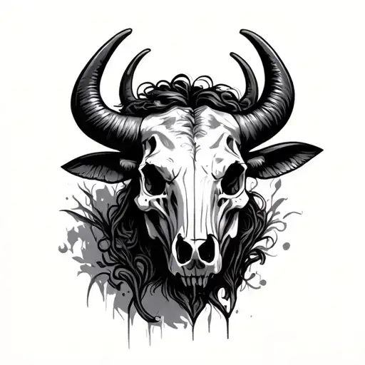 Carabao skull tattoo design idea