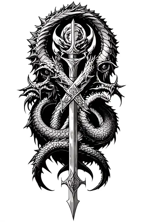 Jormungand on the whole frame with norse symbols representing tattoo design idea