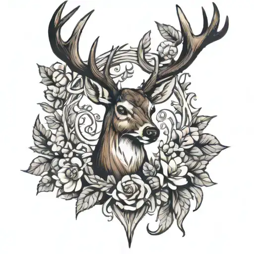 deer antlers tattoo design idea