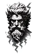 Zeus with lightning bolts tattoo design idea