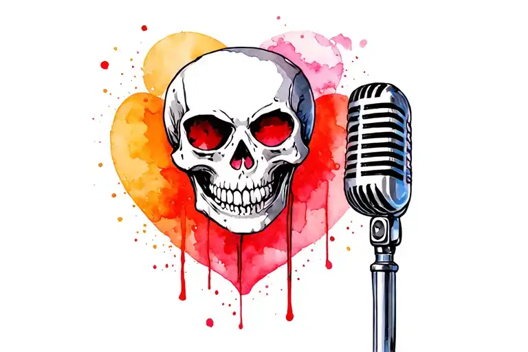 "14.06.2009" Mexicanskull microphone rockabilly heart tattoo tattoo design idea