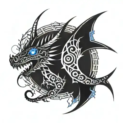 Blue eyes white dragon cybersigilism design inspired tattoo design idea