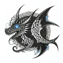 Blue eyes white dragon cybersigilism design inspired tattoo design idea