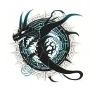 Blue eyes white dragon cybersigilism design inspired tattoo design idea