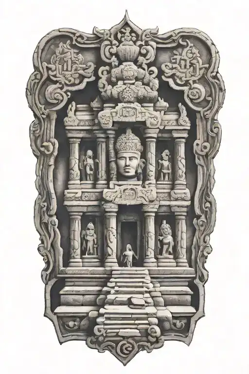 bayon temple in a frame tattoo design idea