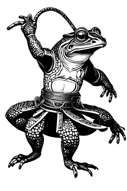 dancing Samurai Frog tattoo design idea
