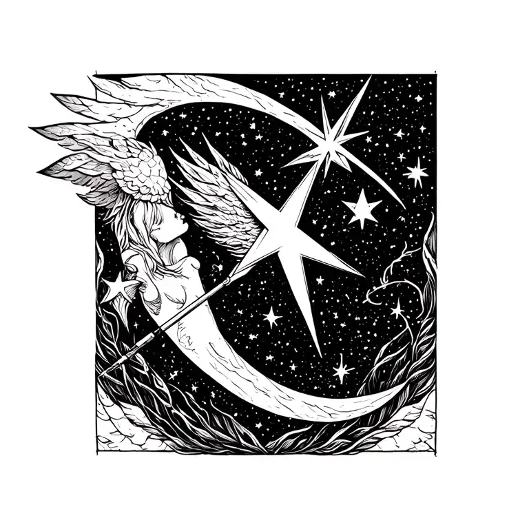 shooting star Sagittarius tattoo design idea