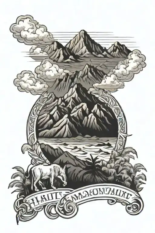 Haiti mountains tattoo design idea