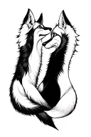 Two foxes stretching to each other tattoo design idea