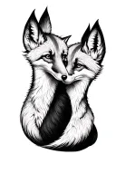 Two foxes stretching to each other tattoo design idea