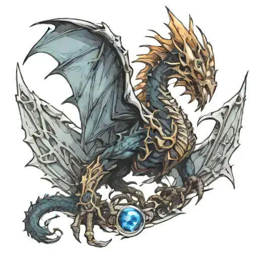 Final Fantasy 7 Bahamut tattoo design idea