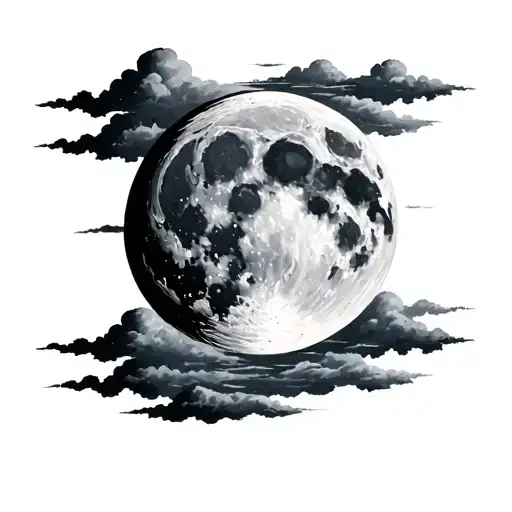 Full Moon With Clouds tattoo design idea