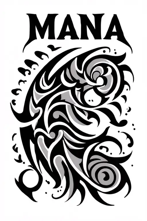 "Mana" maori tribal tattoo design idea