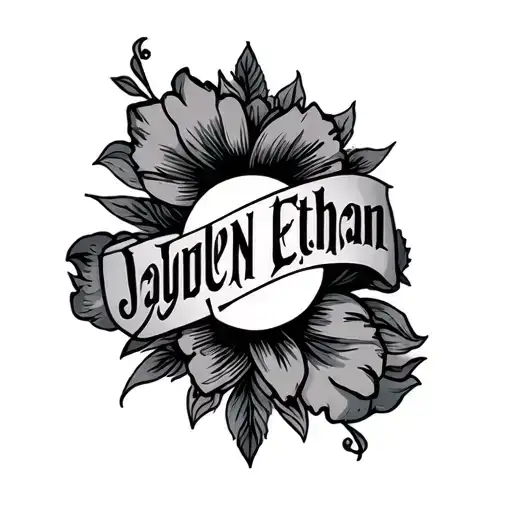 writte name ( Jayden Ethan ) chicano style tattoo tattoo design idea