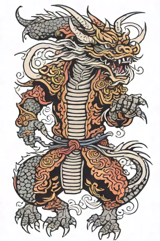 samurai dragon demon tattoo design idea