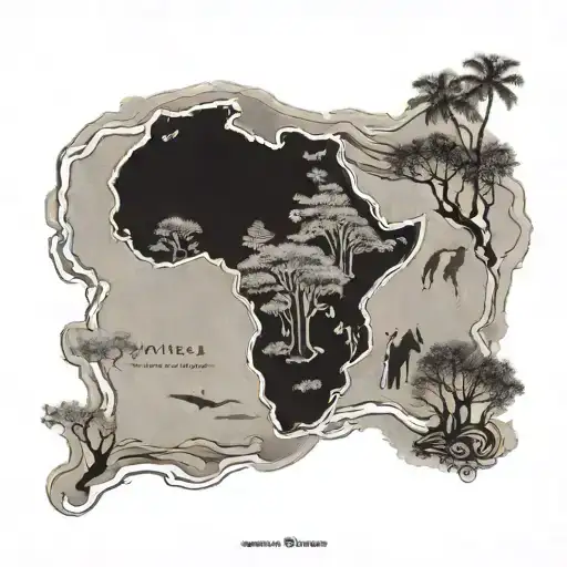 Africa continent with Madagascar island incorporated tattoo design idea
