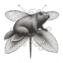 beaver and dragonfly  tattoo design idea