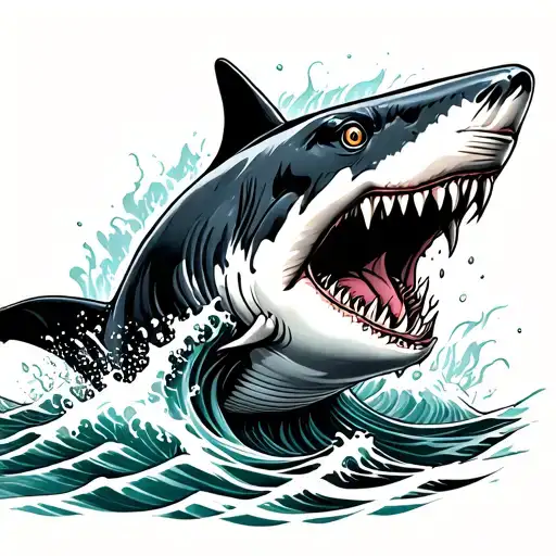 Celtic Shark breaching water waves tattoo design idea