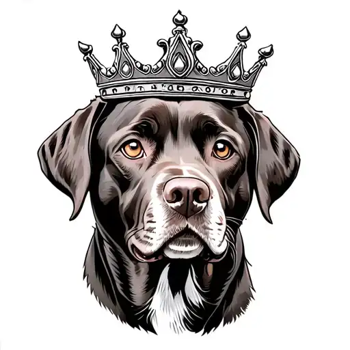 chocolate lab with crown tattoo design idea