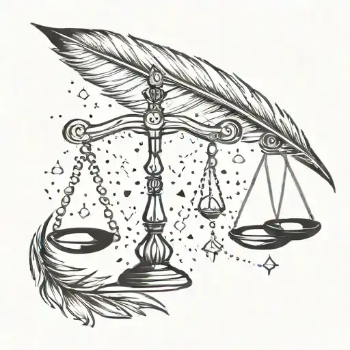 diamonds on a libra scale weighing a feather tattoo design idea