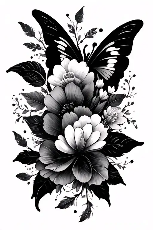 Design a female arm tattoo with a spiritual Elegant floral Vine, minimalist wave, mandala, butterfly silhouette, feather tattoo design idea