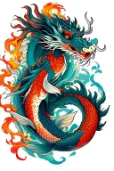 koi and dragon breathing fire tattoo design idea