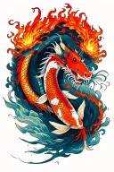 koi and dragon breathing fire tattoo design idea