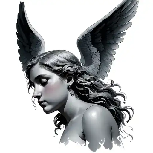 angel whispering into ear  tattoo design idea