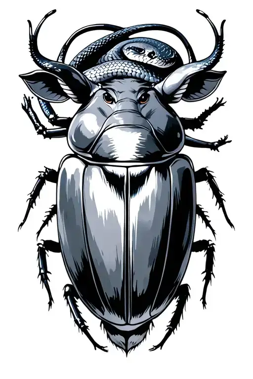 beetle, snake, warthog tattoo design idea