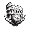 colosseum with atlas holding the world tattoo design idea