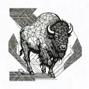 bison walking through storm tattoo design idea