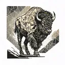 bison walking through storm tattoo design idea