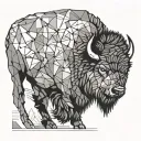 bison walking through storm tattoo design idea