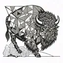 bison walking through storm tattoo design idea