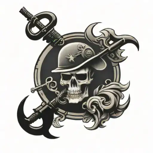 1st marine divison symbol with a skeleton head in the center  tattoo design idea