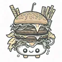 kawaii cute  character burger fries and shakes with faces   tattoo design idea