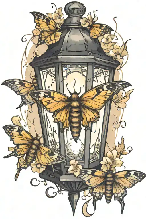 top moth lantern tattoo design idea