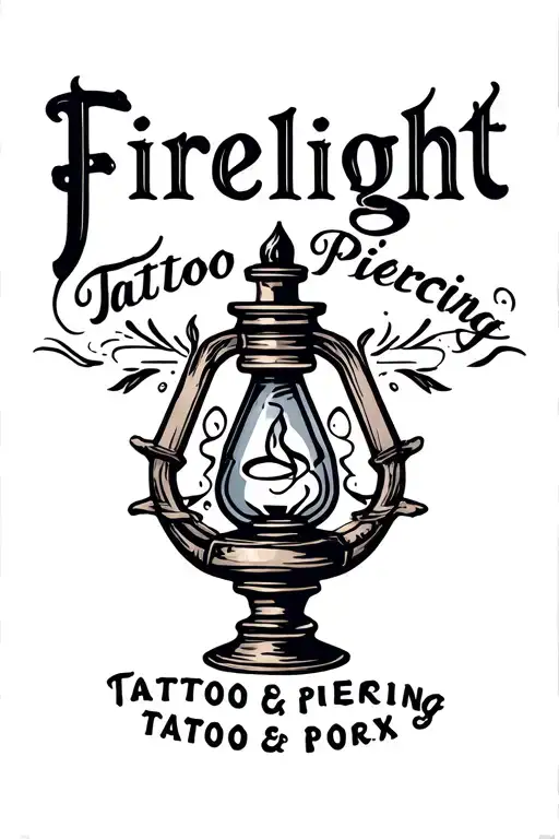 "Firelight Tattoo & Piercing" oil lamp tattoo design idea