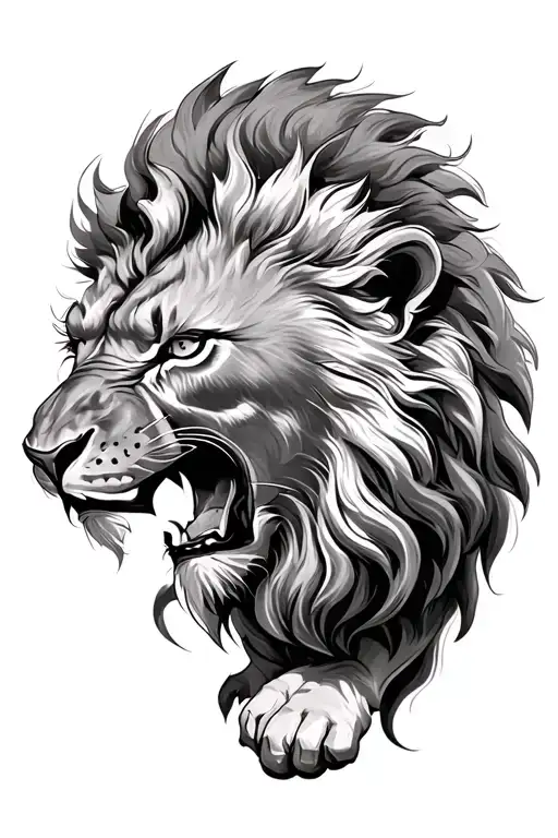 Hercules fighting lion tattoo design idea
