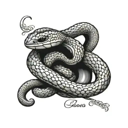 A realistic black and grey tattoo design of a black cobra intertwined with diamonds, symbolizing strength and luxury, incorporating the client's name Rafael Eduardo Goncalves in a stylish font. tattoo design idea