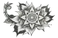 compass mandala lotus flower geometric color or shading upper back feminine confident growth and change fierce  tattoo design idea